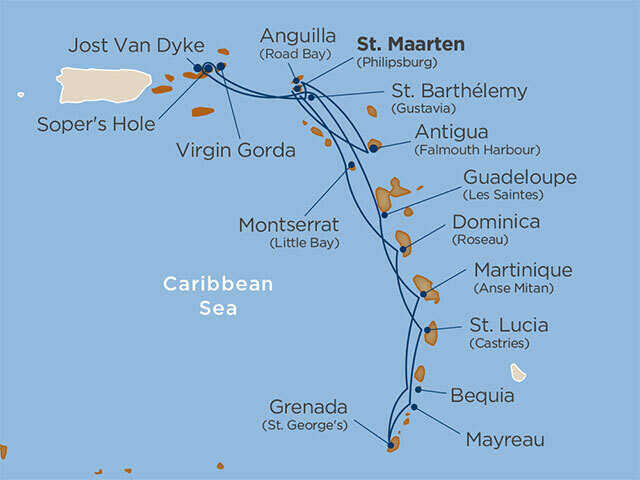 Star Collector: Hidden Gems of the Caribbean Itinerary Map